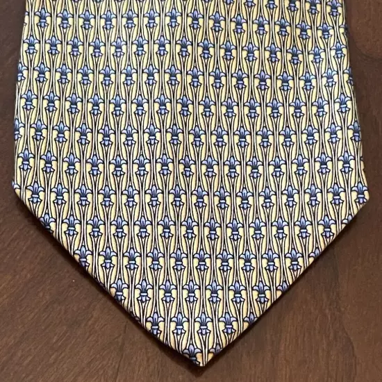 Beaufort Tie Rack Gold Blue 100% Silk Men’s Neck Tie Made In Italy