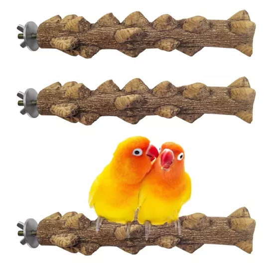 PINVNBY 3Pcs Bird Perches for Cage, Nature Wood Prickly Parrot Stand Toy Paw ...