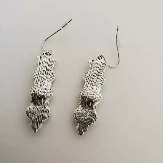 Tribal Boho Dangle Earrings Silver Tone Blue Orange Fashion Jewelry Art Deco