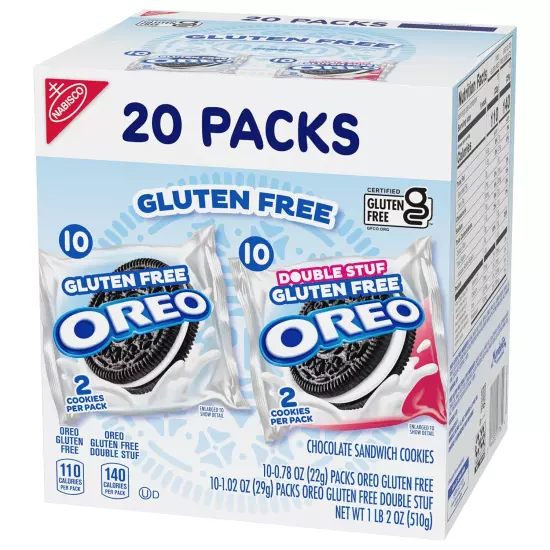 20 Pack OREO Gluten Free Original & Double Stuff Chocolate Sandwich Cookies Vari