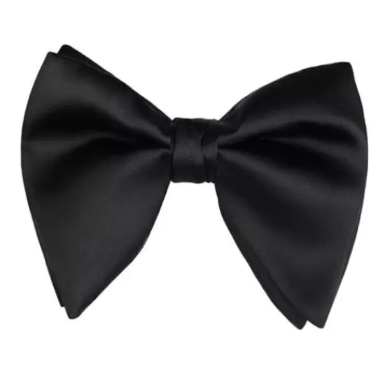  Velvet Pre-tied Adjustable Bow Tie for Men Oversize One Size 056-black-01