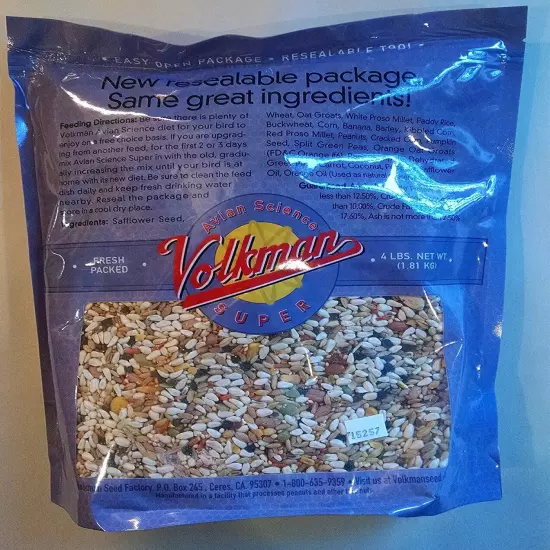 Volkman Seed Avian Science Super Hookbill Nutritionally Balanced Diet Food 4 lbs