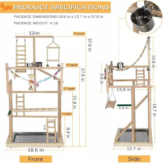 Pet Parrot Playstand Parrots Bird Playground Bird Play Stand Wood Perch Gym Play