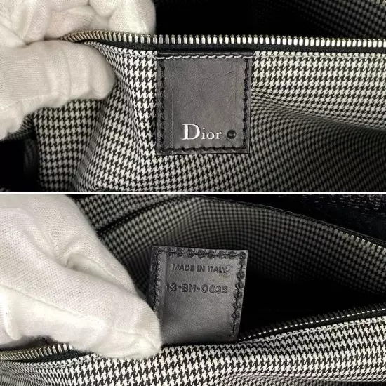 DIOR HOMME #1 Homme Shoulder Bag Houndstooth Business Leather Black