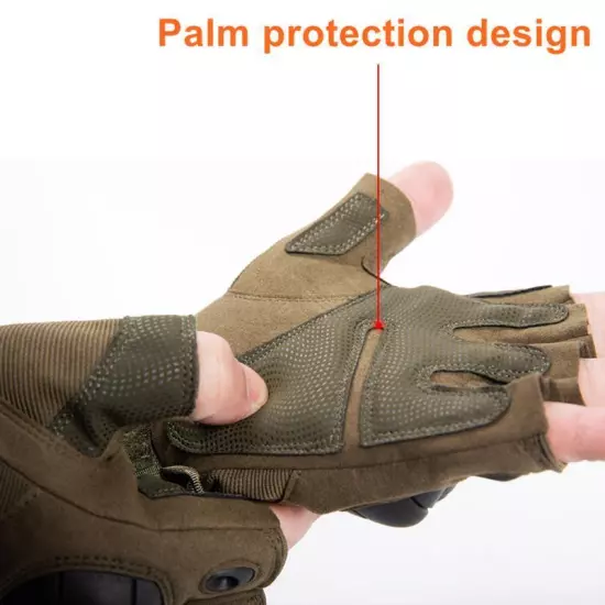 Outdoor Fingerless Gloves Hard Knuckle Paintball Hunting Combat Riding Hiking