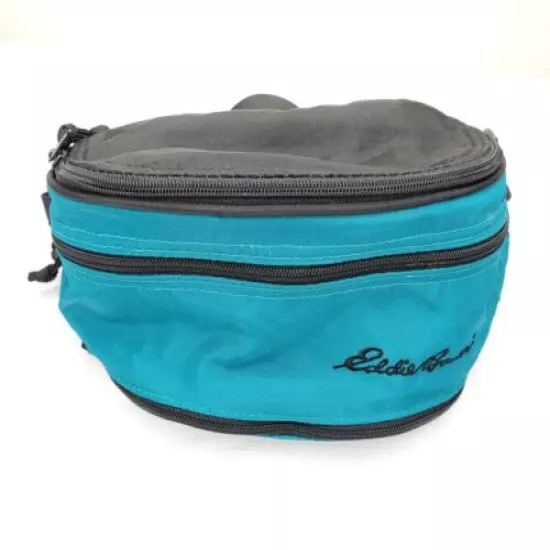 VTG Eddie Bauer Teal Black Fanny Pack Adjustable Waist Shoulder Bum Bag Retro 