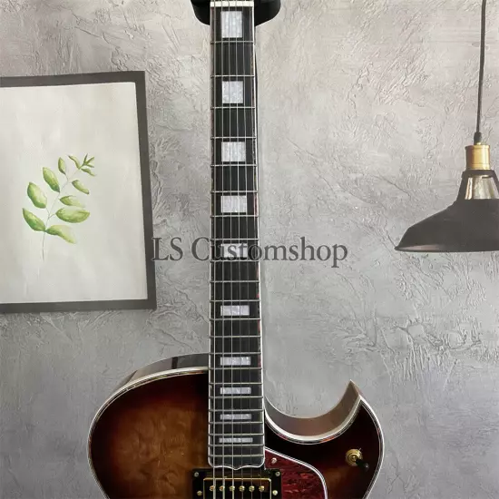 Custom Byrdland Electric Guitar Hollow Body Quilted Maple Top Smokehouse Burst