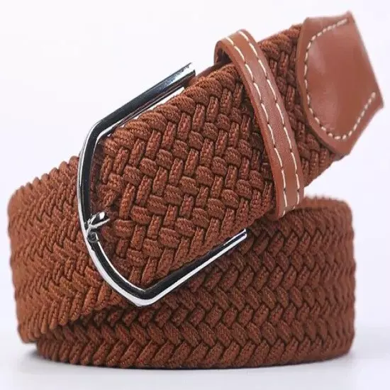 New Men's Women's Belt Unisex Braided Elastic Stretch Fabric Enduring Woven Mult