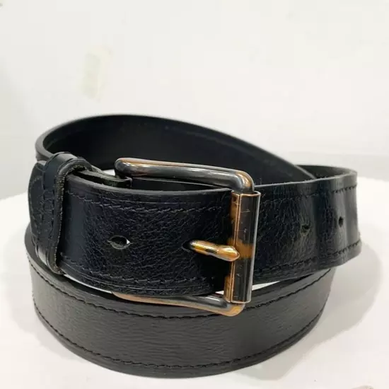 Genuine Leather Mens Belt Tortoise shell Metal Buckle Black Made In Guatemala