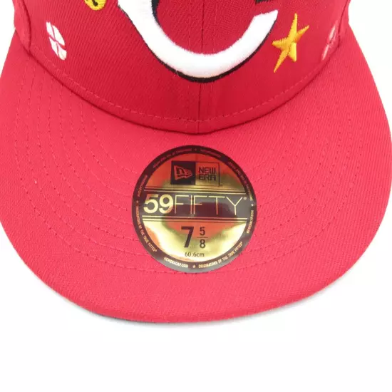 New Era 59Fifty Cincinnati Reds Embroidered Trucker Fitted Hat Sz 7 5/8