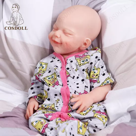 COSDOLL 18.5" Drink-wet System Smiley Girl Reborn Baby Dolls Full Silicone Dolls