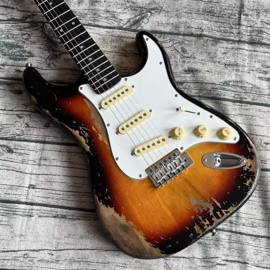 Custom Shop heavy relics sunburst aged electric guitar in stock shipping quickly