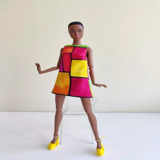 Red & Yellow Color Block dress for Poppy Parker, Nu face, Nippon by Olgaomi