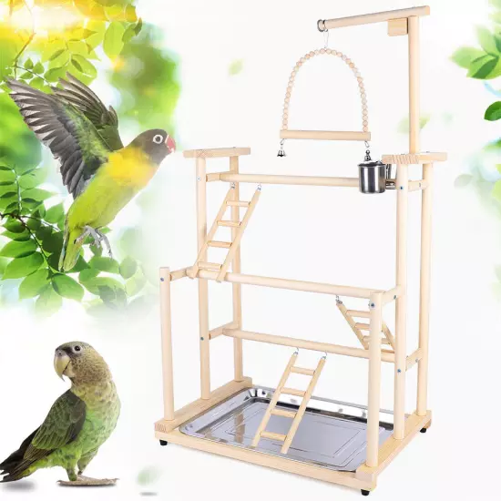 Pet Parrot Playstand Parrots Bird Playground Bird Play Stand Wood Perch Gym Play