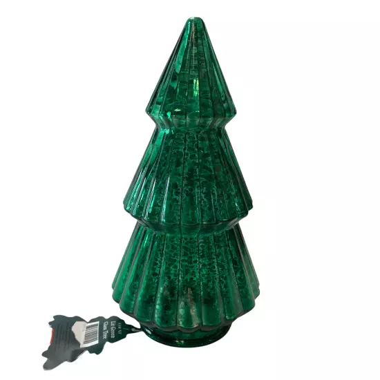 Christmas Mercury Pleated Glass Tabletop Light Up Tree Figurine Table Lamp Decor