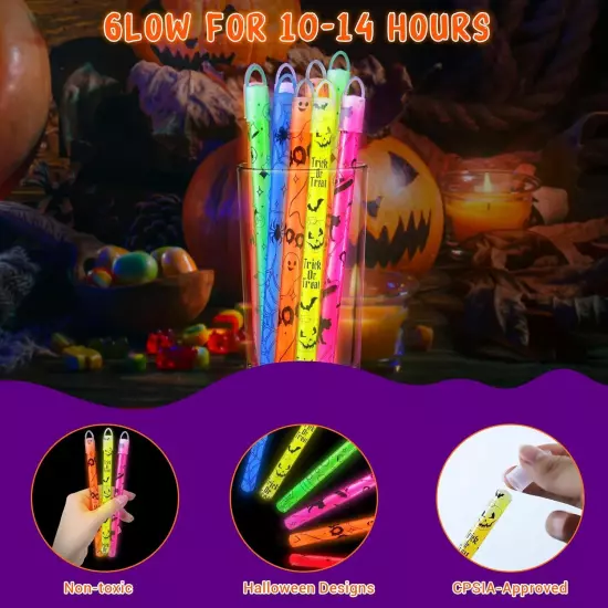 24 Pcs Halloween Party Favors Glow Stick with Gift Cards,Halloween Light Up... 