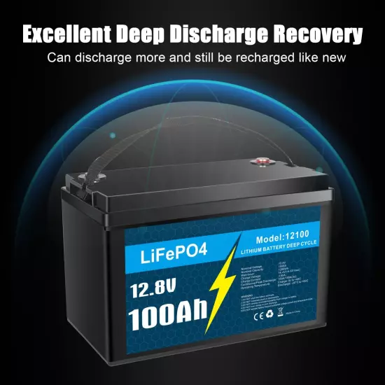 12V 100Ah LiFePO4 Lithium Battery BMS for Solar RV Off-grid Trolling Motor Boat