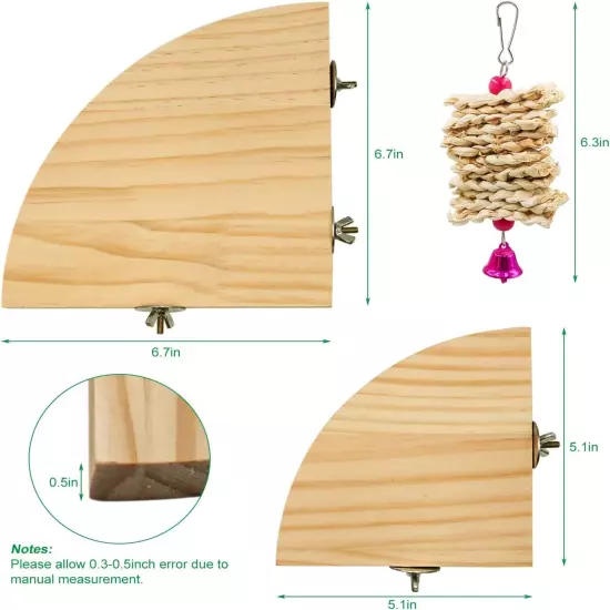 2 Pack Bird Perch Platform, Parrot Stand Sector Playground Wood Set 2, 2 