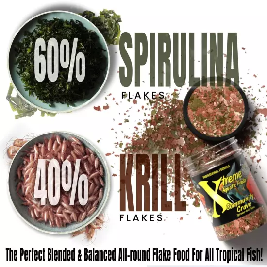 Xtreme Community Crave Flake - Krill & Spirulina Blend for Vibrant Colors, Im...