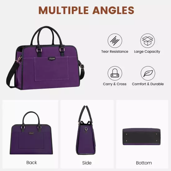 LOVEVOOK Laptop Bag for Women Canvas Laptop Tote Bag Large Capacity Work Bags...