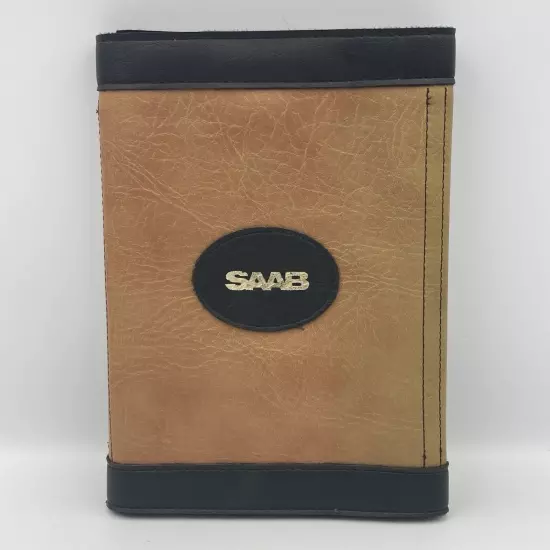 VTG SAAB Brown Black Faux Leather 8 X 11 Folding Glovebox Document Holder 1980s