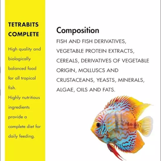 Tetra bits Complete Nutrient Tropical & Discus Fish Food Pellet Sink Slowly 30gr