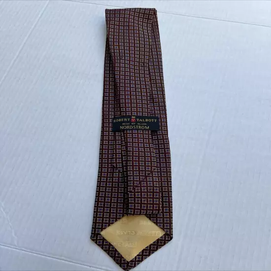 Robert Talbott Mens Tie Best of Class Brown Red Geometric Silk Hand Sewn USA