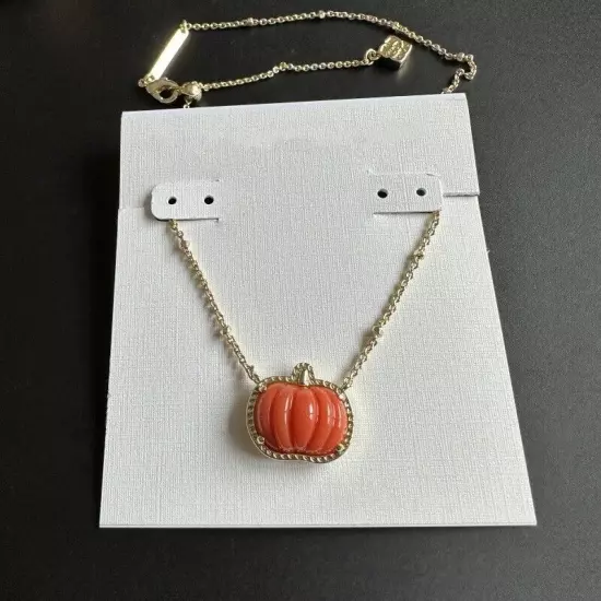 Ken Halloween Pumpkin Gold Short Pendant Necklace in Orange