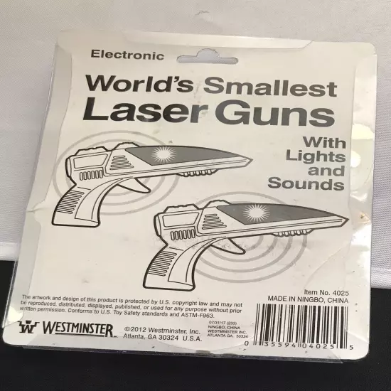 Worlds Smallest Laser Gun Miniature Toy Pistol 2pk New In Package