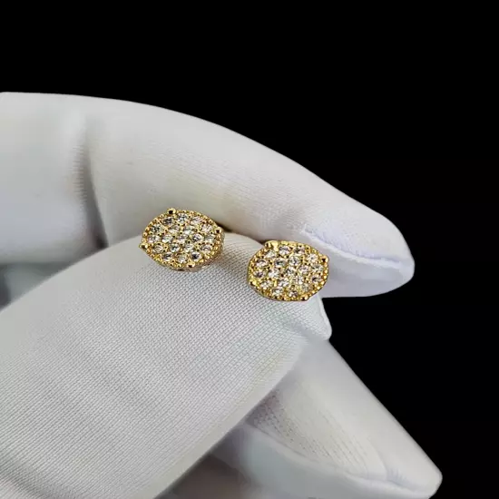 Iced Out Stud Earrings Gold Plated With Cubic Zirconia Hip Hop Jewelry Men Women