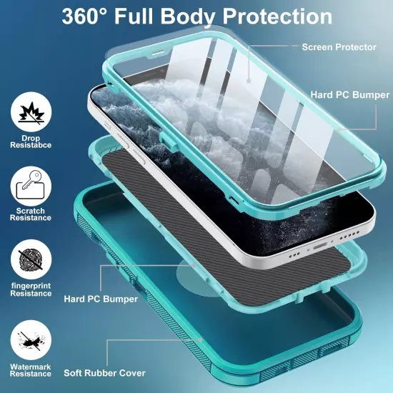 For iPhone 16 Pro Max/16 Pro/16 Plus Case Phone Shockproof Cover +Tempered Glass