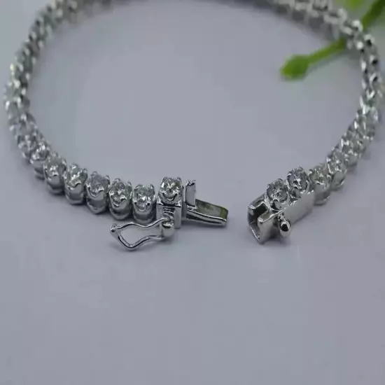 5.00Ct Round Cut Lab Created Diamond Men's Tennis Bracelet 14K White Gold Finish