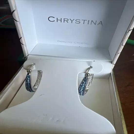 Chrystina, 1” Drop Inside/out Elongated Hoop earrings