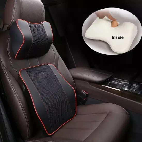 Pu Leather And Fabric Car Headrest Pillow Universal Comfortable Neck Pillows