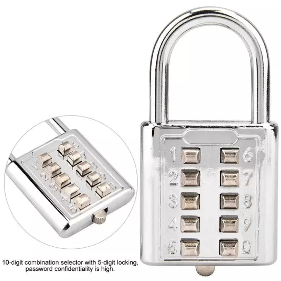 10-digit Push Button Combination Password Padlock Blind Button Padlock