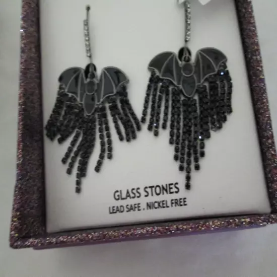 Piper K Bat Glass Stone Earrings/NIB