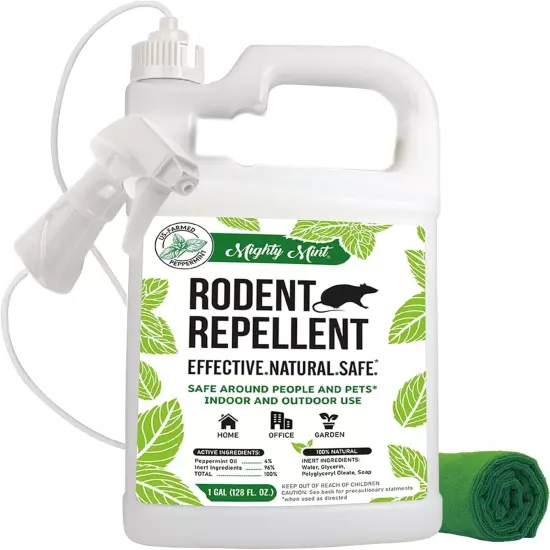 Mighty Mint 1 Gallon Mice Rat Rodent Repellent Spray, All Natural Peppermint Oil