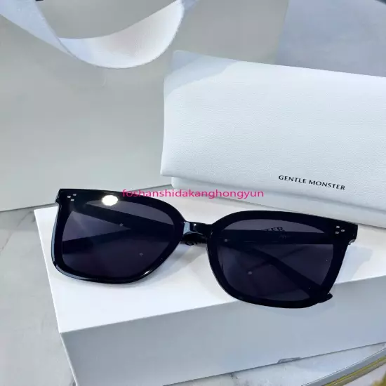 2024 GentleMonster Her 01 Unisex Sunglasses Oversized Black Frame Black Lenses