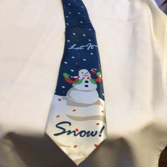 Let It Snow Snowman Musical Jingle Bells Polyester Tie Necktie