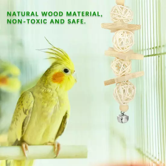 8 PCS Bird Toys for Parakeets, Parrot Swing Chewing Hanging Standing Wooden T...