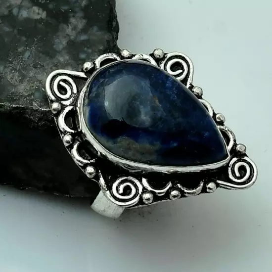 Sodalite Gemstone Handmade Ring Jewelry Gift For Her US Size-7.75 AR 91830