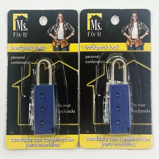 LOT of 2 Ms. Fix it Backpack Combination Locks