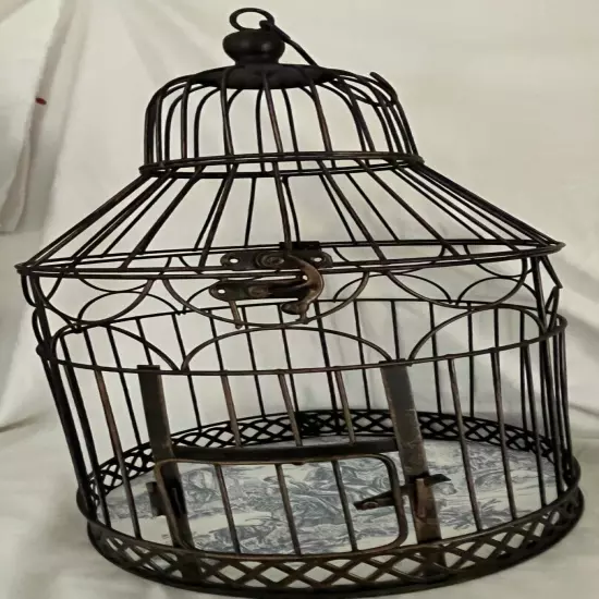 9 3/4 inch BLACK METAL BIRD CAGE with Bookworm Inside