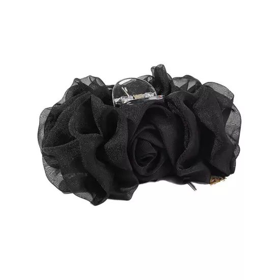 Large Chiffon Rose Flower Bow Hair Claw Jaw Clips For Women Hair Clamps•