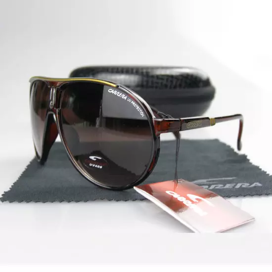 New Men's Women's Retro Outdoor Matte Black Sunglasses Carrera Glasses+Box C01