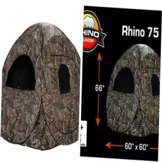 Rhino Blinds R75-RTE 2 Person Hunting Ground Blind, Realtree Edge 