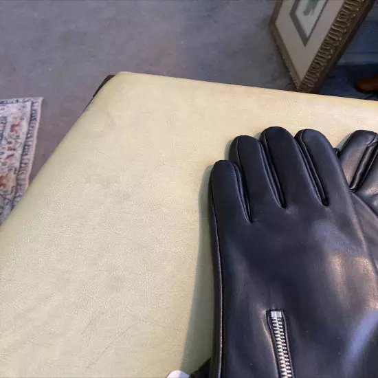 Dsane Women's Size L Black Faux Leather Touchscreen Winter Driving Gloves NWT