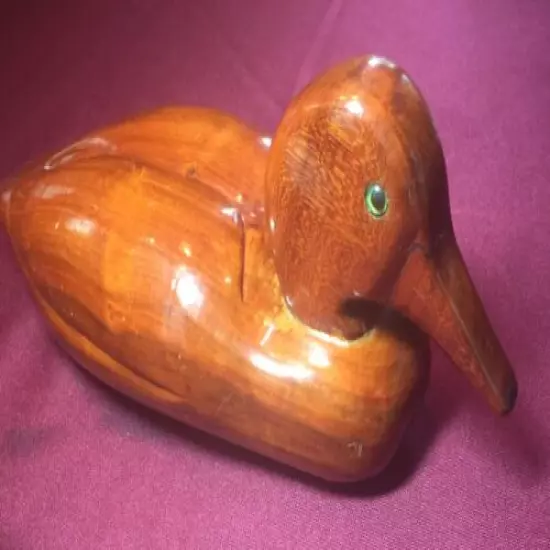 Vintage Hand Carved Wooden Duck - signed and numbered