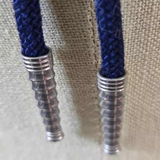 Dark Blue Color Bolo tie with Faux Lapis Oval 2"x1.5" Clasp 30 Inch Tie