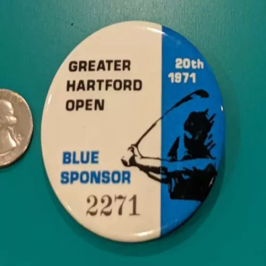 Rare HTF GHO Greater Hartford Open Golf Tournament Blue Sponsor 1971 Button Pin